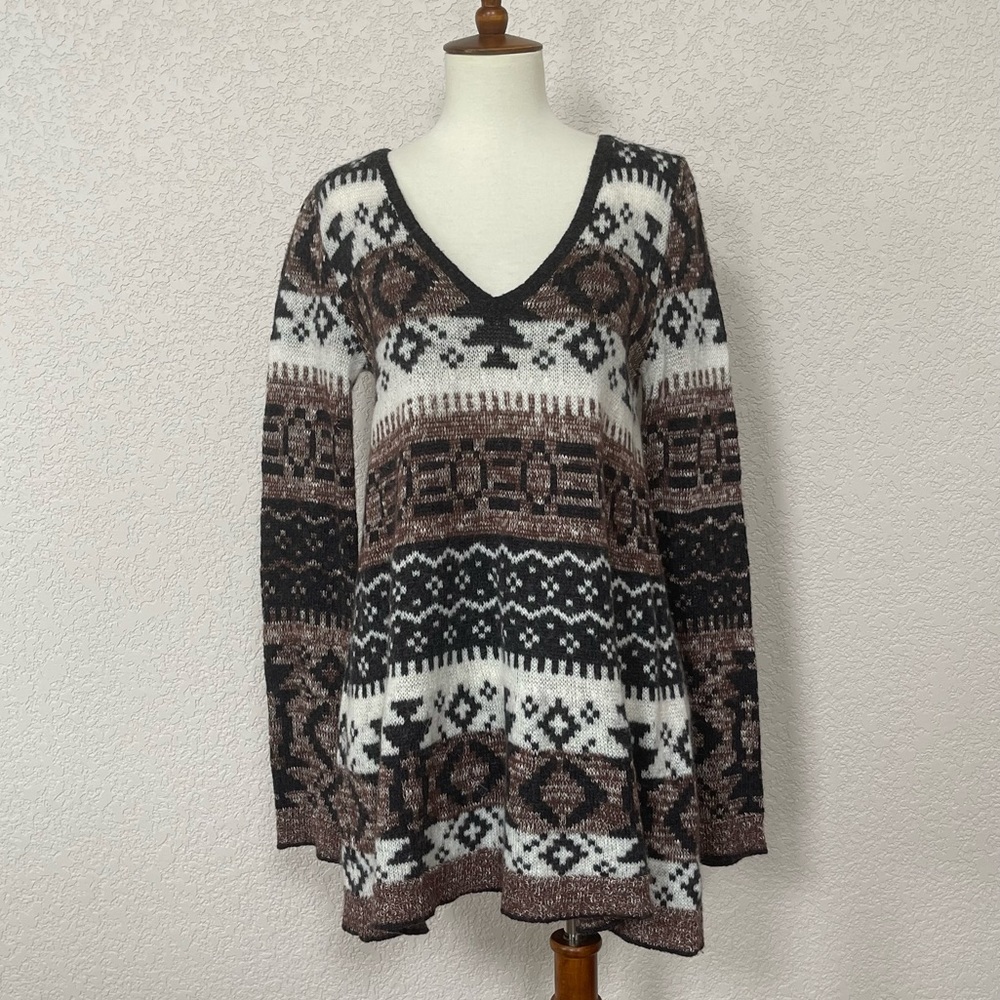 Free People cabin fever fair isle swing sweater XS
